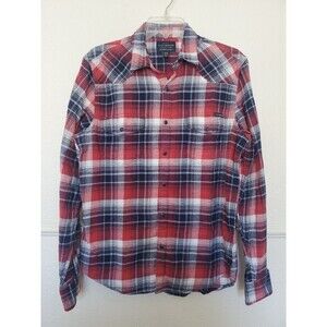 Lucky Brand Shirt Mens M Pearl Snap Saturday Stretch Flannel Western Plaid Bloke